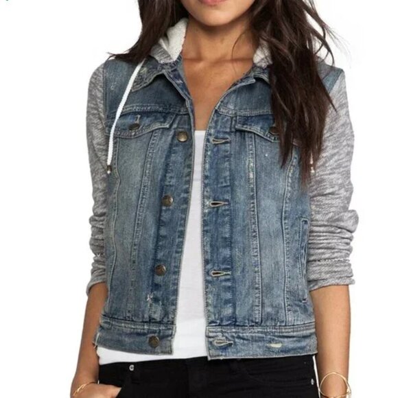 Free People Distressed Denim Jean Jacket - Picture 1 of 16